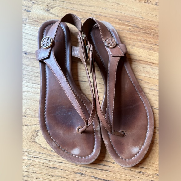 Tory Burch brown sling back thong sandals - Picture 2 of 10